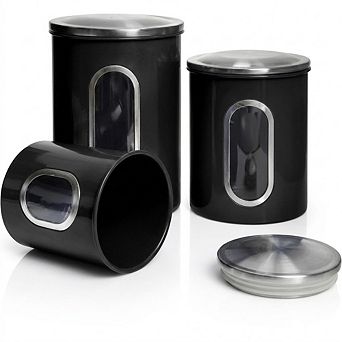3 pc Airtight Kitchen Canister Set with See-Through Windows