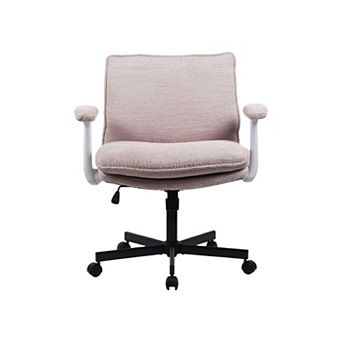 Criss Cross Legged Office Chair with Wheels and Flip-Up Arms, Upholstered Criss Cross Desk Chair