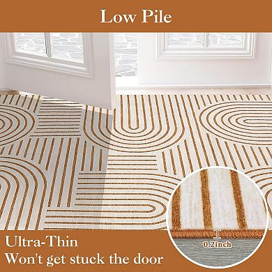 Machine Washable Modern Area Rug, Non-Slip Low Pile Geometric Carpet for Bedroom, Nursery, Dorm
