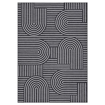 Machine Washable Modern Area Rug, Non-Slip Low Pile Geometric Carpet for Bedroom, Nursery, Dorm
