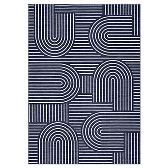 Machine Washable Modern Area Rug, Non-Slip Low Pile Geometric Carpet for Bedroom, Nursery, Dorm