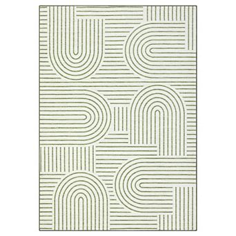 Machine Washable Modern Area Rug, Non-Slip Low Pile Geometric Carpet for Bedroom, Nursery, Dorm