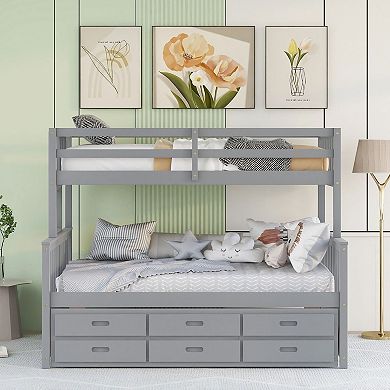 Detachable Bunk Bed: Single Bed on Top, Double Bed on Bottom