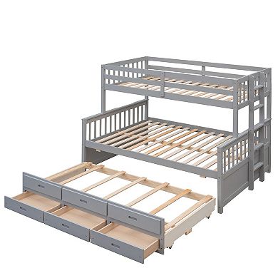 Detachable Bunk Bed: Single Bed on Top, Double Bed on Bottom