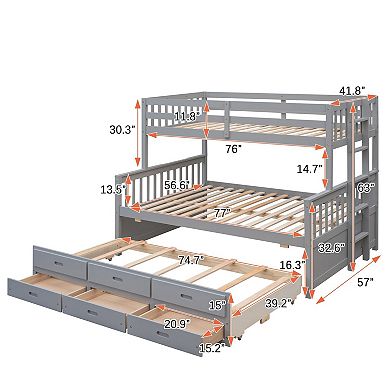Detachable Bunk Bed: Single Bed on Top, Double Bed on Bottom