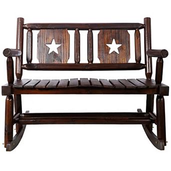 Outdoor wooden rocking chair, carbonized double rocking chair