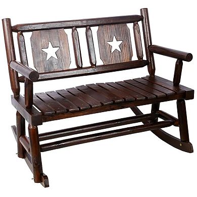 Outdoor wooden rocking chair, carbonized double rocking chair