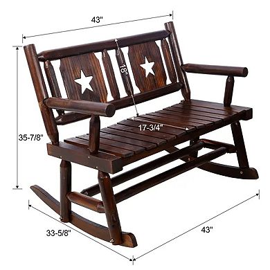Outdoor wooden rocking chair, carbonized double rocking chair