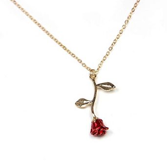 Gold Rose Pendant Necklace for Women