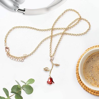 Gold Rose Pendant Necklace for Women