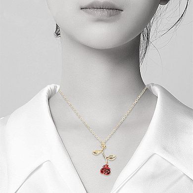 Gold Rose Pendant Necklace for Women