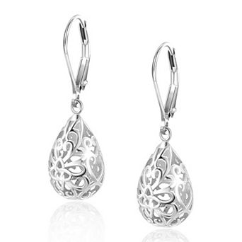 Heart Dangle Leverback Earrings