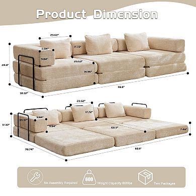 Frameless modular sofa, no assembly required