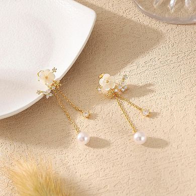 Long Pearl Chain Dangle Earrings