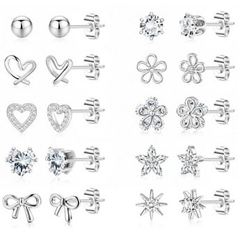 Heart Flower Stud Earrings
