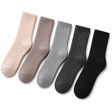 5 Pairs Women's Warm Wool Crew Socks