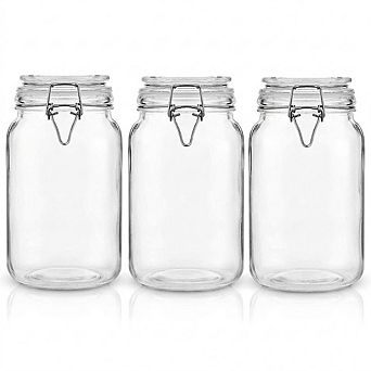 3-Pack Airtight Glass Storage Jars with Silicone Seal Lids