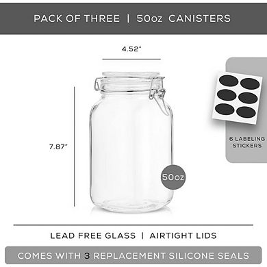 3-Pack Airtight Glass Storage Jars with Silicone Seal Lids
