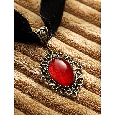 Red Velvet Victorian Gothic Choker Necklace