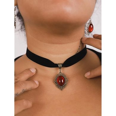 Red Velvet Victorian Gothic Choker Necklace