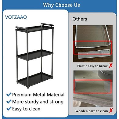 3-Tier Stainless Steel Corner Counter Organizer, Bathroom & Vanity Storage Shelf
