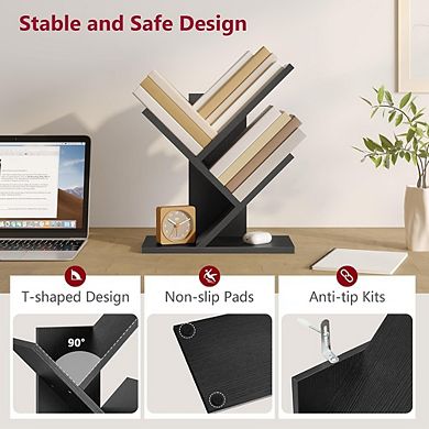 3-Tier Tree Bookshelf, Desktop & Floor Standing Storage Organizer