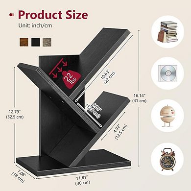3-Tier Tree Bookshelf, Desktop & Floor Standing Storage Organizer