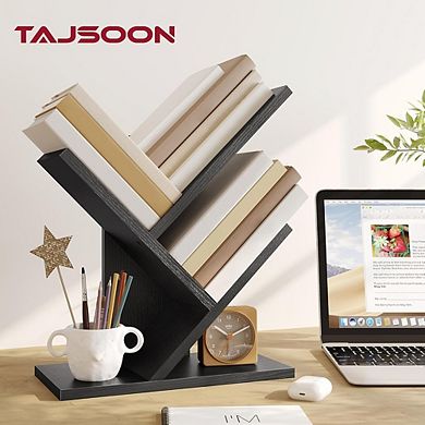 3-Tier Tree Bookshelf, Desktop & Floor Standing Storage Organizer