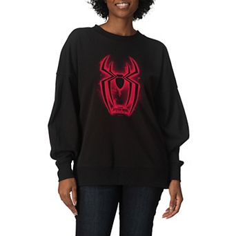 Women's Marvel Spider-Man Brand New Day Spray Symbol Oversized Fleece Crew Sweatshirt