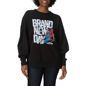 Women's Marvel Spider-Man Brand New Day Web Logo Oversized Fleece Crew Sweatshirt