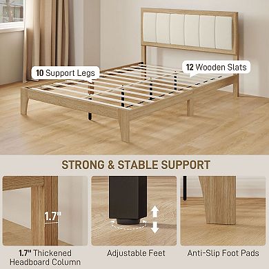 Full-Size Bed Frame (Includes Headboard and Slats) — No Box Spring Required