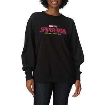 Women's Marvel Spider-Man Brand New Day Logo Oversized Fleece Crew Sweatshirt