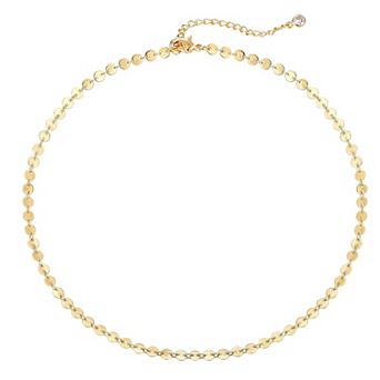 Gold Coin Disc and Figaro Chain Choker