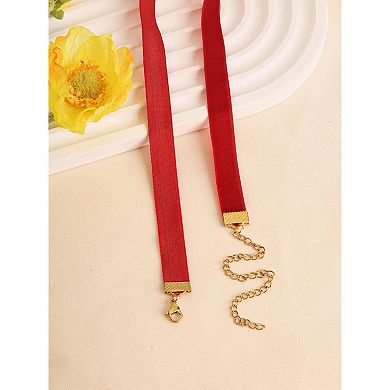 Red Velvet Gothic Lace Choker Necklace for Women