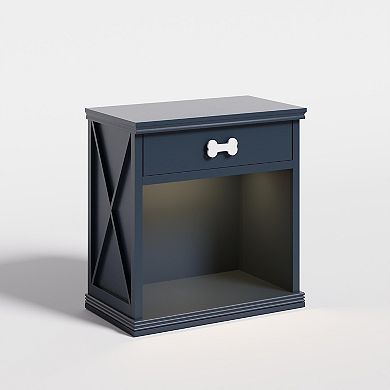 Cat Litter Box Enclosure with Drawer and Storage, Multi-functional Bedside Table with LED Light