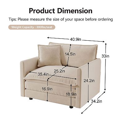 Modern Sofa Set of Three, Extra-Deep Seating Modular Sofa