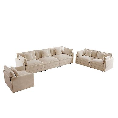 Modern Sofa Set of Three, Extra-Deep Seating Modular Sofa