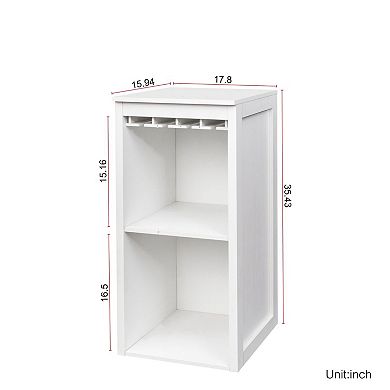 White modular wine cabinet with storage shelves and cutlery cabinet