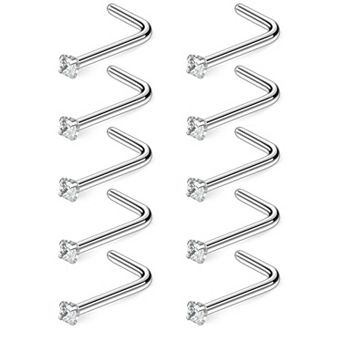 10 pc Surgical Steel Nose Studs