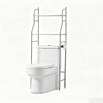 2 tier Over The Toilet Storage Shelf with Toilet Paper Holder Removable Towel Hooks