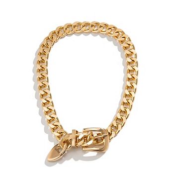 Gold Belt Buckle Chunky Cuban Choker Necklace
