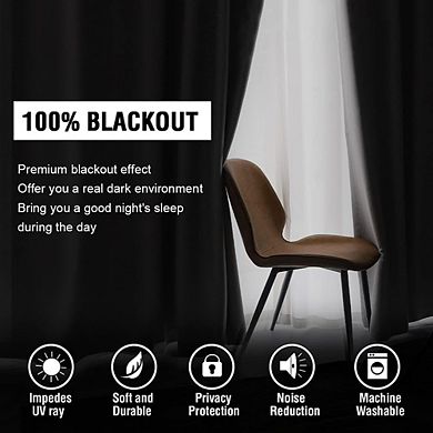 Blackout Curtains with Liner, Thermal Insulated Back Tab & Rod Pocket Panels