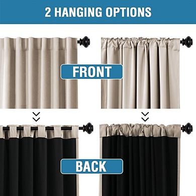 Blackout Curtains with Liner, Thermal Insulated Back Tab & Rod Pocket Panels