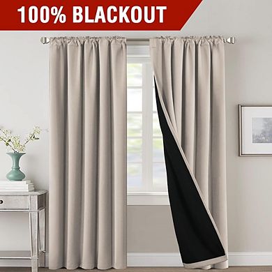 Blackout Curtains with Liner, Thermal Insulated Back Tab & Rod Pocket Panels