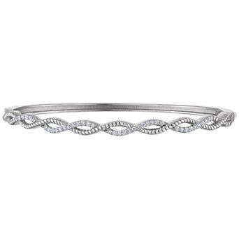 NaturaLux™ Sterling Silver 1/2 Carat T.W. Lab-Grown Diamond Twist Bangle Bracelet