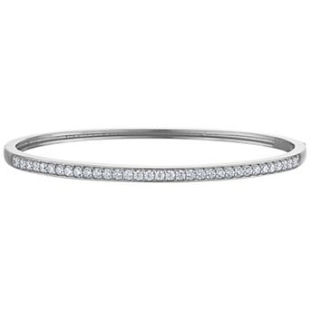 NaturaLux™ Sterling Silver 1 Carat T.W. Lab-Grown Diamond Channel Bangle Bracelet