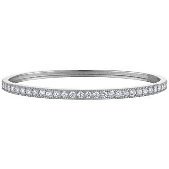 NaturaLux™ Sterling Silver 2 Carat T.W. Lab-Grown Diamond Channel Bangle Bracelet
