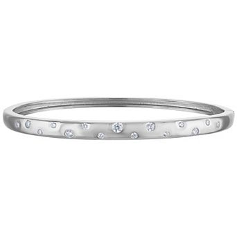 NaturaLux™ Sterling Silver 1/2 Carat T.W. Lab-Grown Diamond Domed Bangle Bracelet