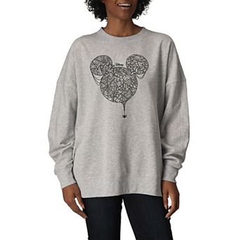 Women's Disney's Mickey Mouse Spider Web Oversized Fleece Crew Sweatshirt