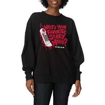 Women's Scream What's Your Favorite Scary Movie? Oversized Fleece Crew Sweatshirt